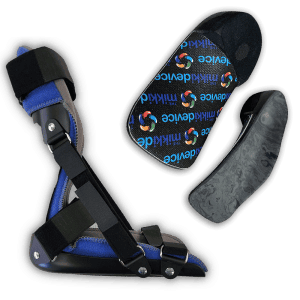 The Mikki Device Sever's disease treatment pediatric boot and custom orthotics